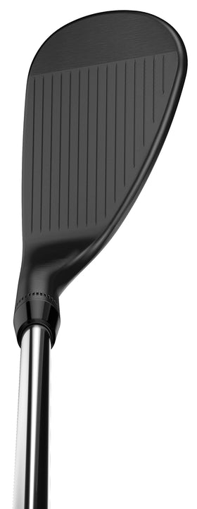 Silhouette of Callaway Jaws RAW matte black lob wedge highlighting balanced design.
