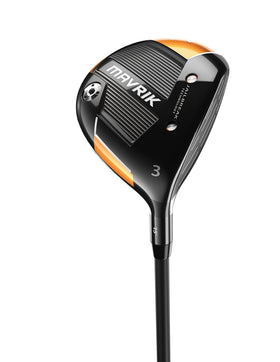 Callaway Mavrik fairway 5 wood front face detail for high ball speed.
