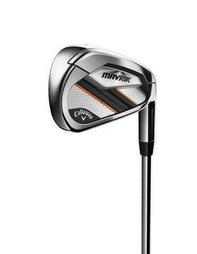 Callaway MAVRIK irons 6 iron face design highlights fast speed and distance.