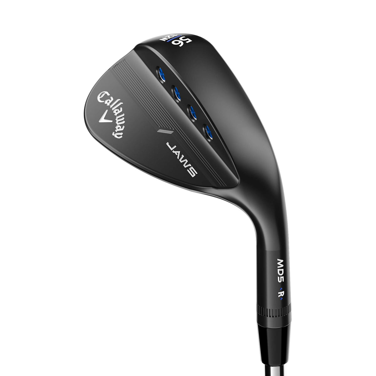 Callaway MD5 Jaws wedge chrome finish close-up showing sharp edge grooves for spin control.