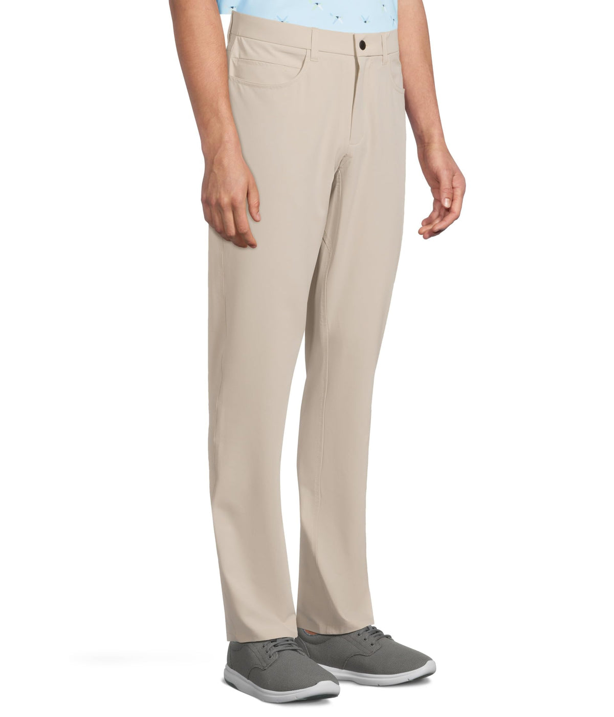 Callaway Men's Premium Pants Silver Lining side view emphasizes mobility and slim silhouette.