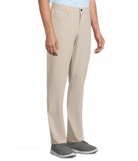 Callaway Men's Premium Pants Silver Lining side view emphasizes mobility and slim silhouette.