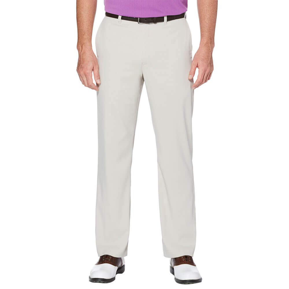 Callaway men's tech golf pants in sand, pocket detail for tees and balls.