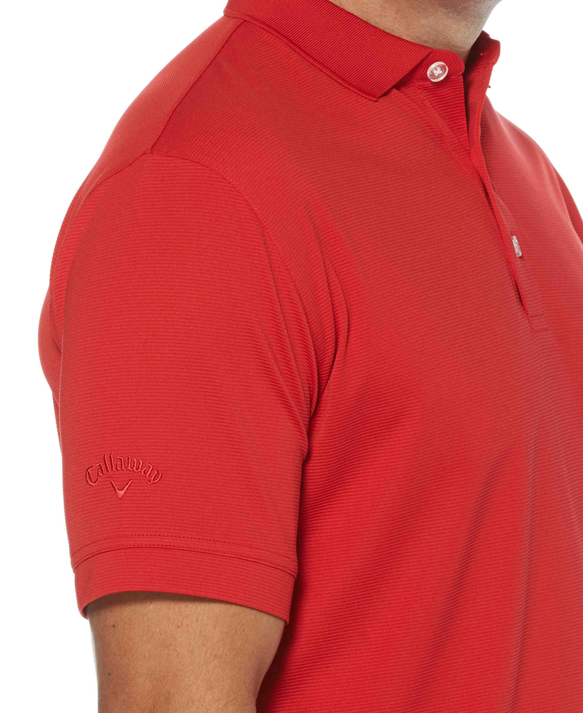 Callaway Opti-Dri stretch ottoman polo — back view showing generous fit and sun protection.