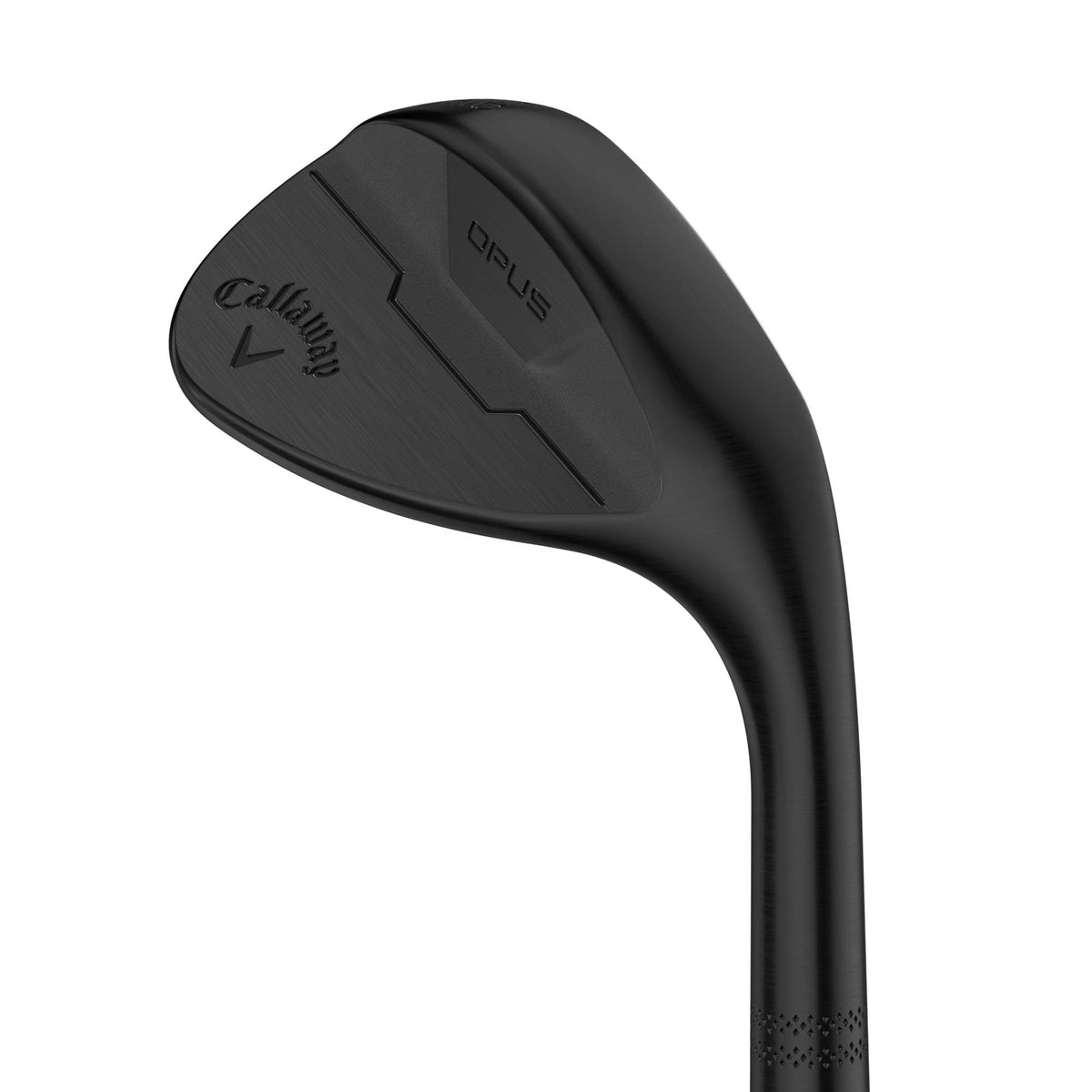 Callaway Opus Black Sand Wedge steel shaft in ready-to-hit stance for confidence.