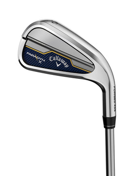 Callaway Paradym X 6 Iron face closeup showing forged 455 profile for speed and accuracy.