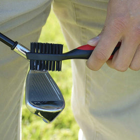 Callaway Premium Golf Club Brush conveniently hangs from bag for on-demand cleaning.