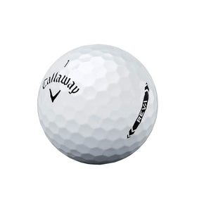 Callaway REVA golf balls in pearl white pack shot emphasizing distance and forgiveness