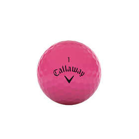 Callaway REVA PNK ball close-up showing soft feel and forgiving design