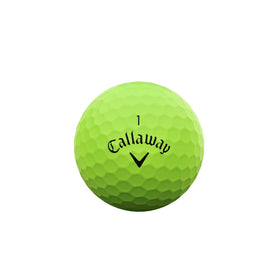 Callaway Supersoft 2025 Green ball close-up shows soft core and durability