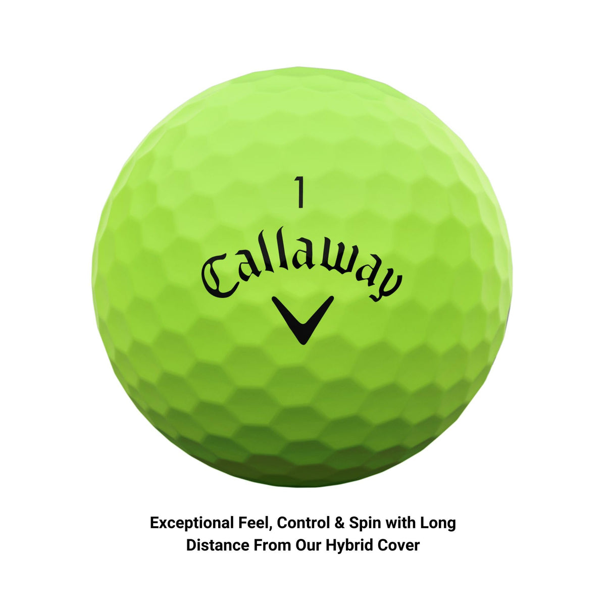 Callaway Supersoft ball close-up of core highlights speed with soft feel.