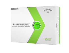 Callaway Supersoft golf balls in green packaging for quick on-shelf selection.