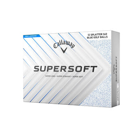 Callaway Supersoft Blue Splatter ball front view for soft feel and distance