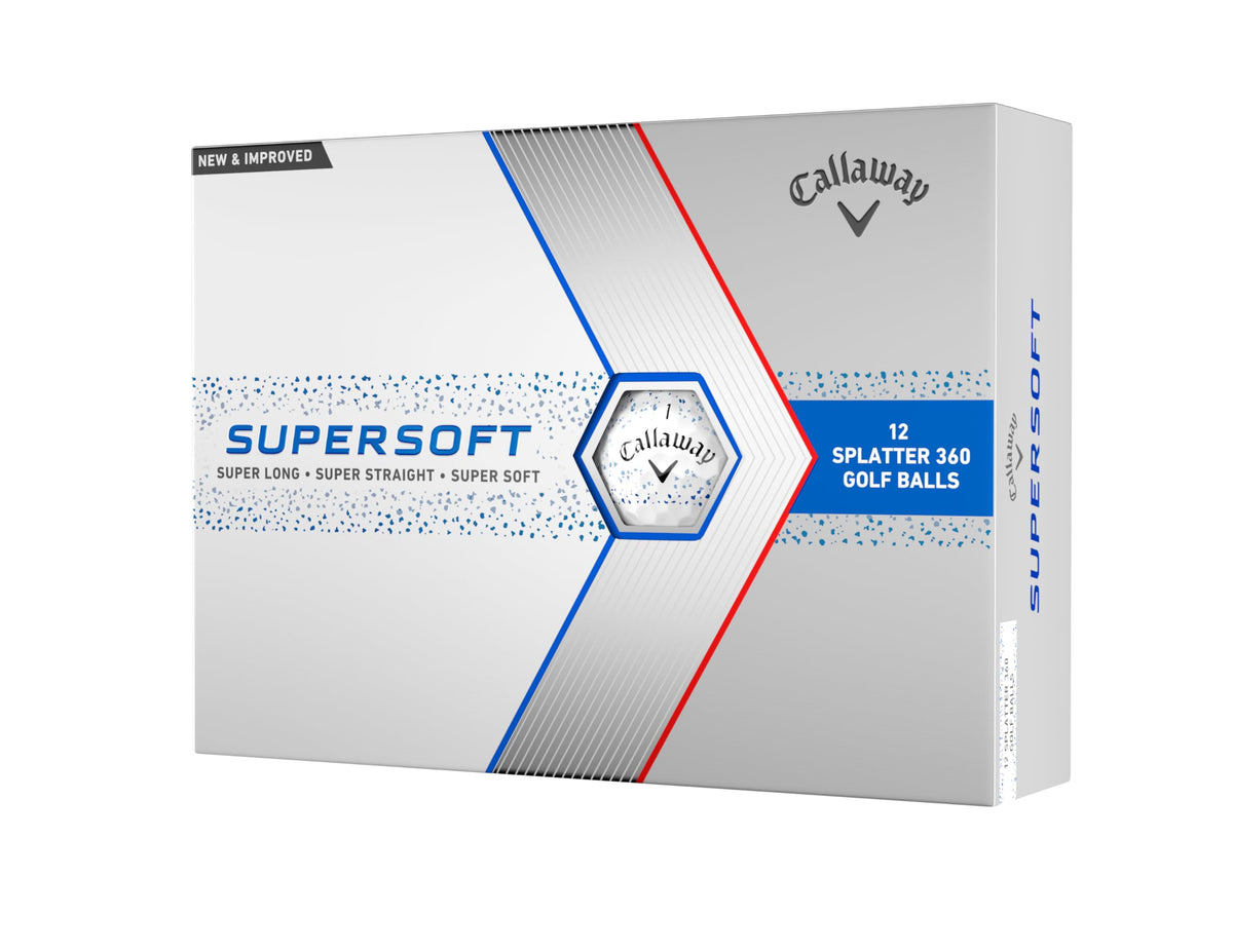 Callaway Supersoft blue splatter ball front view aids alignment and visibility