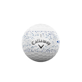 Callaway Supersoft Blue Splatter ball side view highlights visibility and control