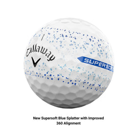 Callaway Supersoft blue splatter ball side view enhances on-course visibility