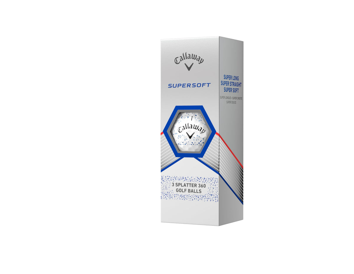 Callaway Supersoft blue splatter ball shown for confident greenside approach
