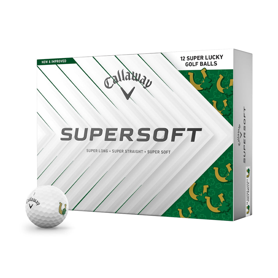 Callaway Supersoft golf ball with lucky design delivers a soft feel and consistent distance off the tee
