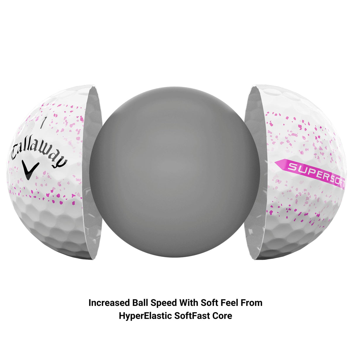 Callaway Supersoft hybrid-cover closeup highlights greenside control.