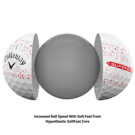 Callaway Supersoft hybrid-cover spin image illustrates enhanced greenside control.