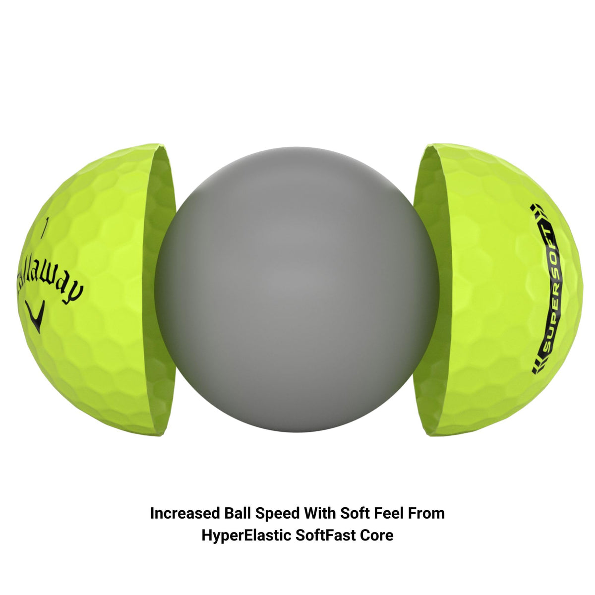 Callaway Supersoft hybrid cover texture emphasizes control and spin near greens.