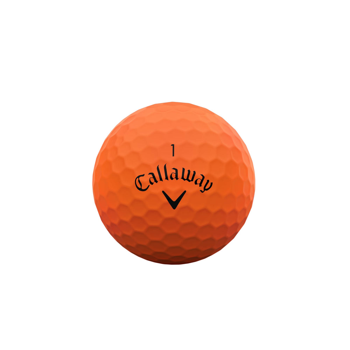 Close-up of Callaway Supersoft Orange ball dimple pattern highlighting soft feel.