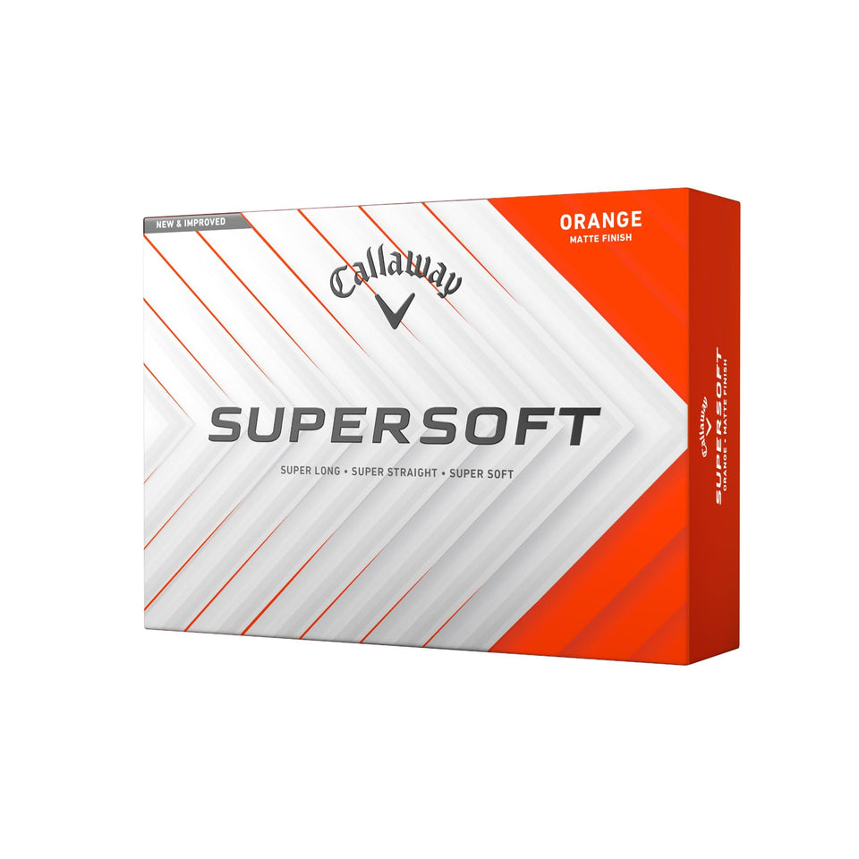 Callaway Supersoft Orange ball front view showing bright color and visibility.
