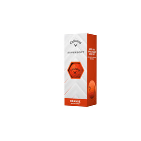 Callaway Supersoft Orange ball on green demonstrating on-course visibility.