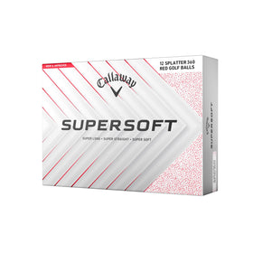 Callaway Supersoft Red Splatter 360 alignment improves putt roll feedback.