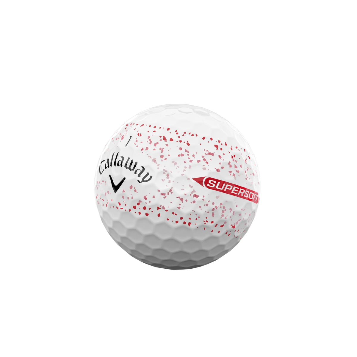 Callaway Supersoft Red Splatter Hybrid Cover delivers distance with soft feel.