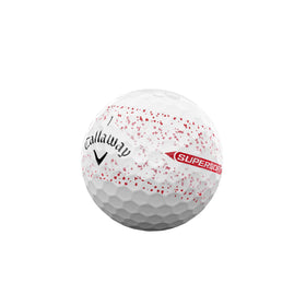 Callaway Supersoft Red Splatter Hybrid Cover delivers distance with soft feel.