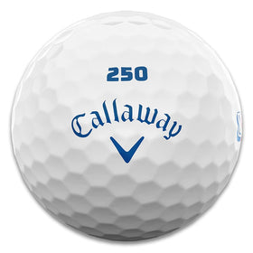 Callaway Supersoft USA 250 ball, side view, low compression design for distance.