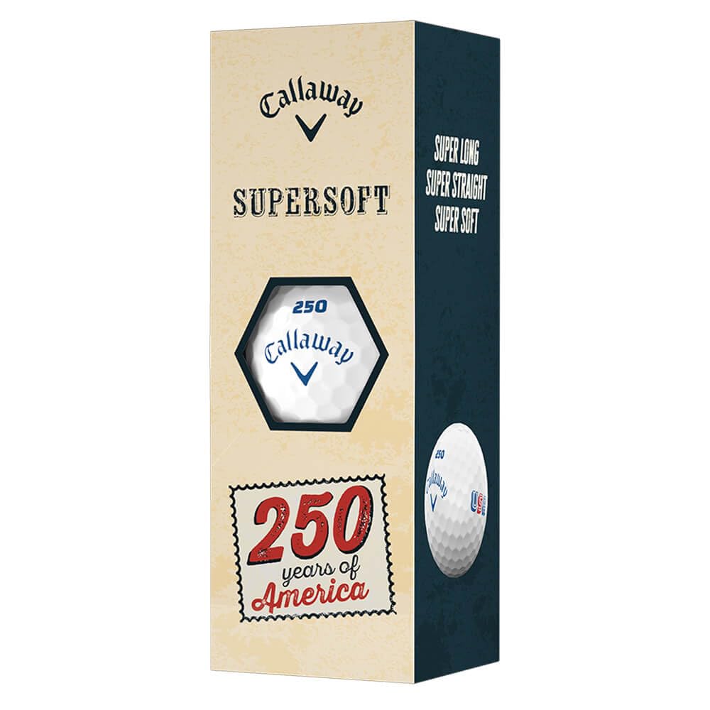 Callaway Supersoft USA 250 logo closeup, premium branding and build.