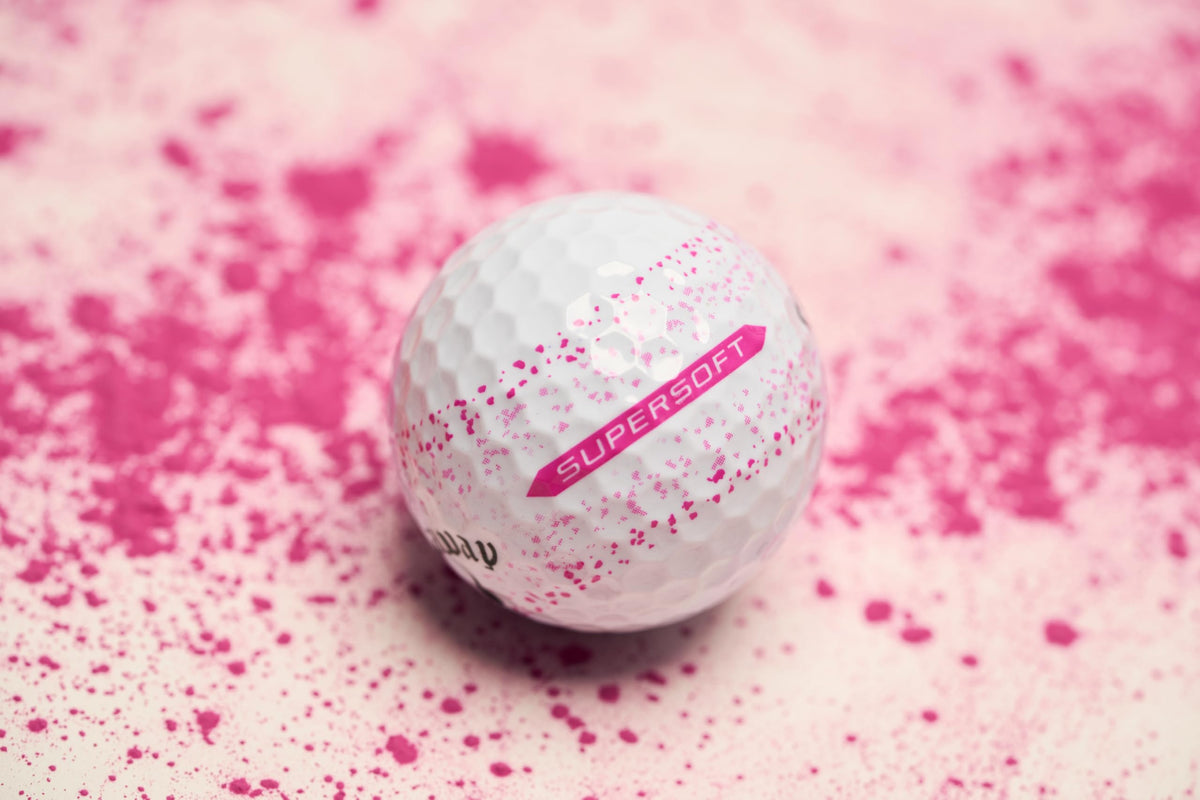 Callaway Supersoft pink splatter banner marks Women's Golf Month with style.