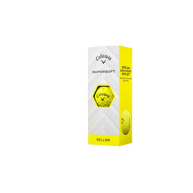 Callaway Supersoft yellow ball, pack shot, ideal for practice and on-course visibility.