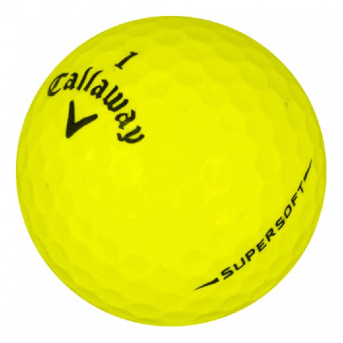Callaway SuperSoft Yellow Mint ball close-up shows soft feel ideal for greens.