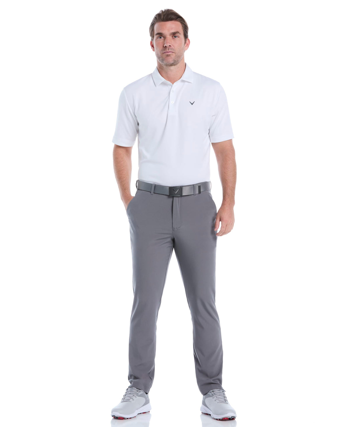 Callaway Swing Tech Pants Quiet Shade — pocket detail highlights sustainability with Repreve fabric.