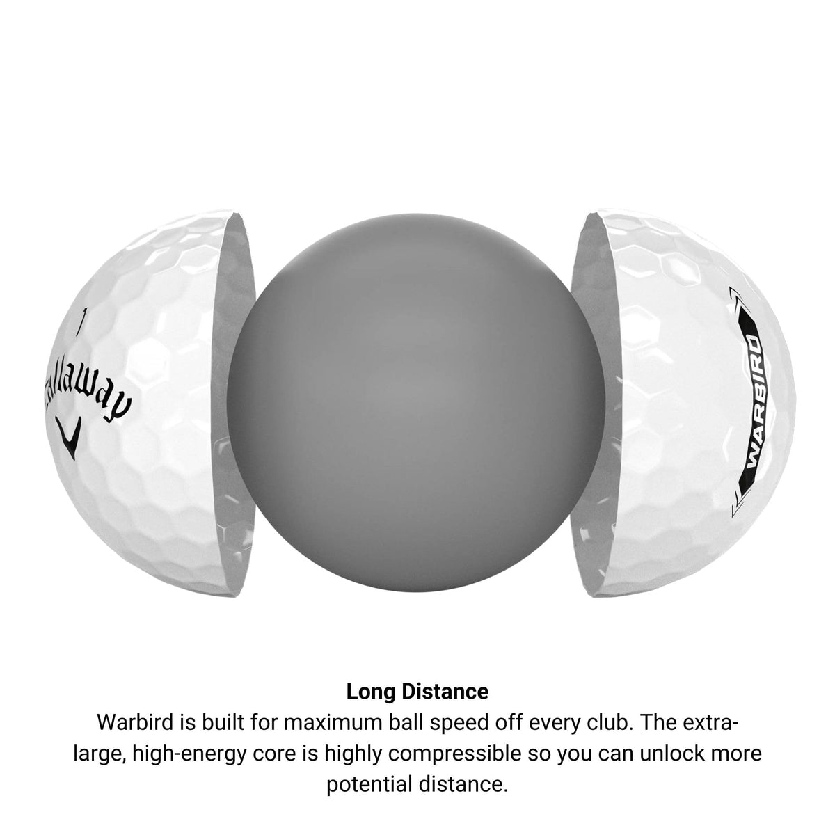 Callaway Warbird 2023 ball texture close-up, emphasizing smooth flight potential.