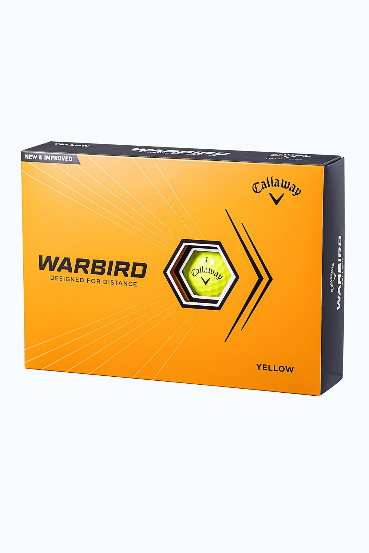 Callaway Warbird 23 Yellow golf balls back view with durable cover for consistent flight