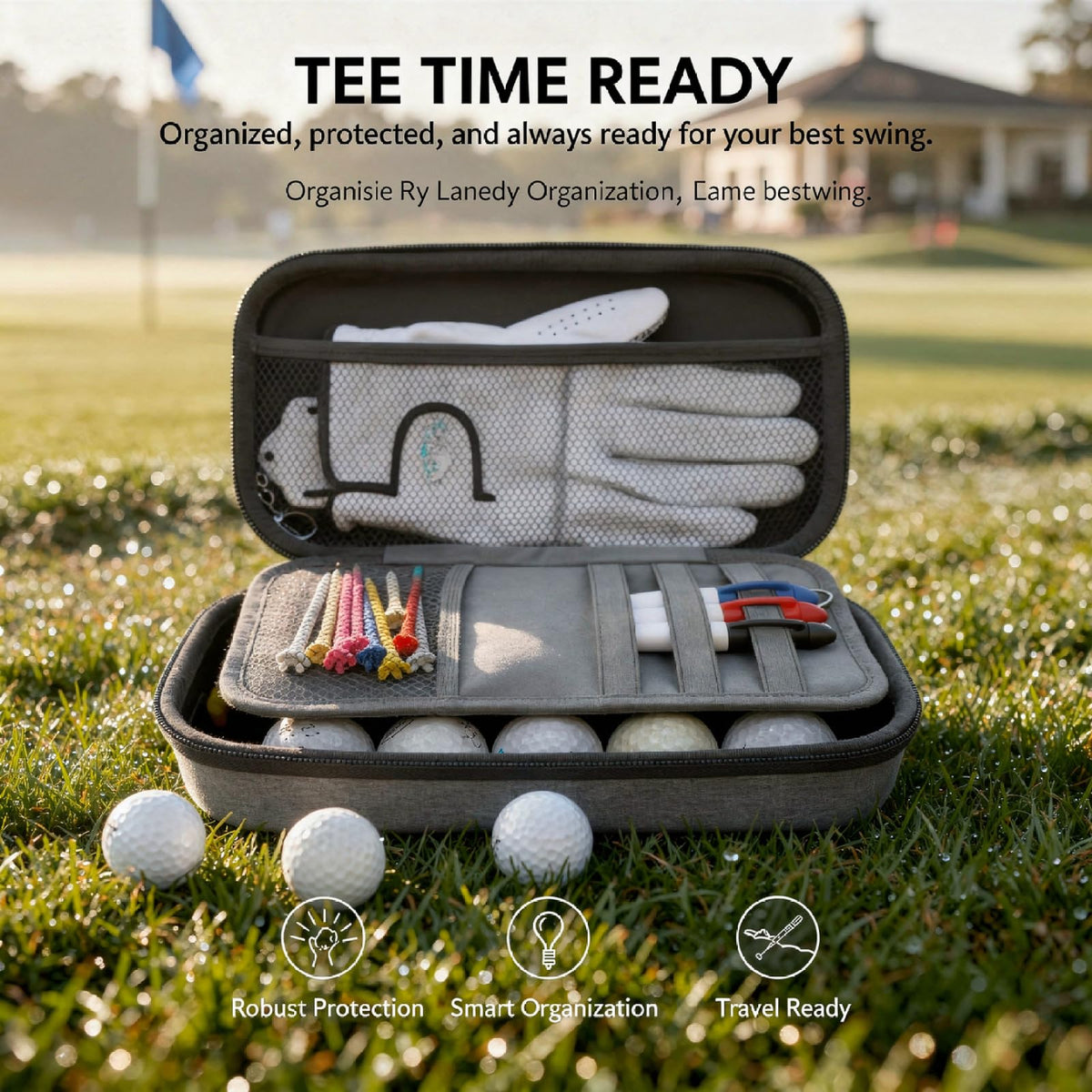 Calolin minimalist gray exterior on a golf bag setup