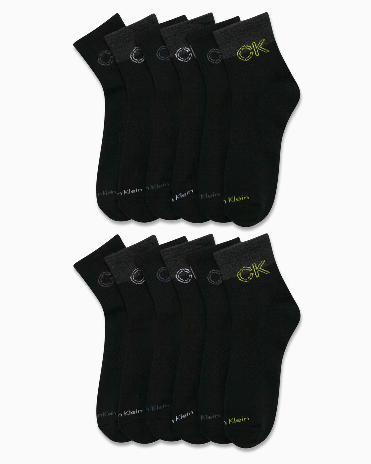 Arch-support detail on Calvin Klein mens quarter sock for stability during activity