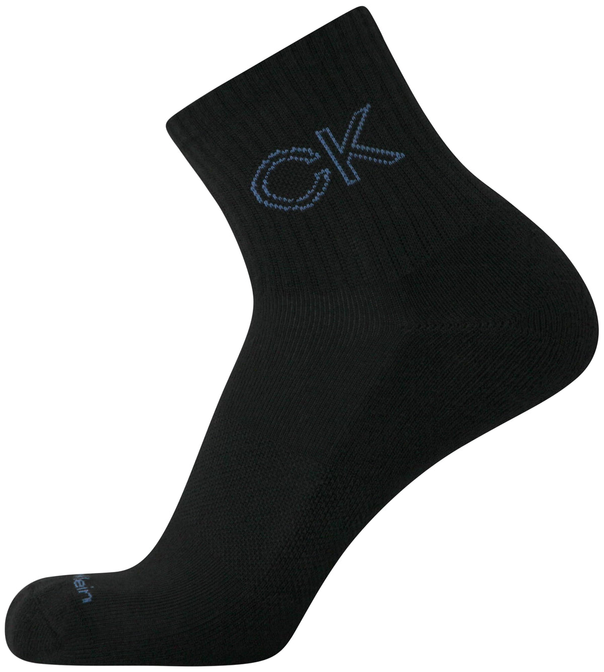 Calvin Klein mens quarter sock grey logo close-up for versatile styling