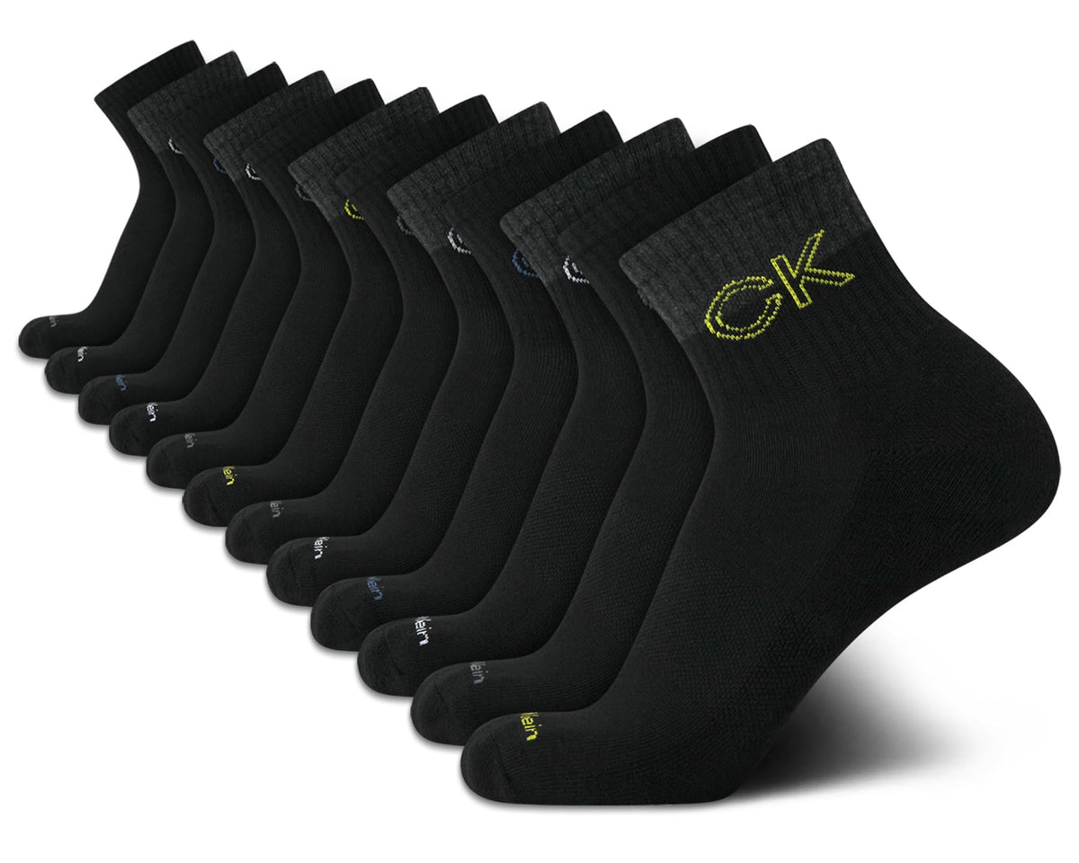 Calvin Klein mens quarter socks pack front view, ideal for daily wear and casual outfits