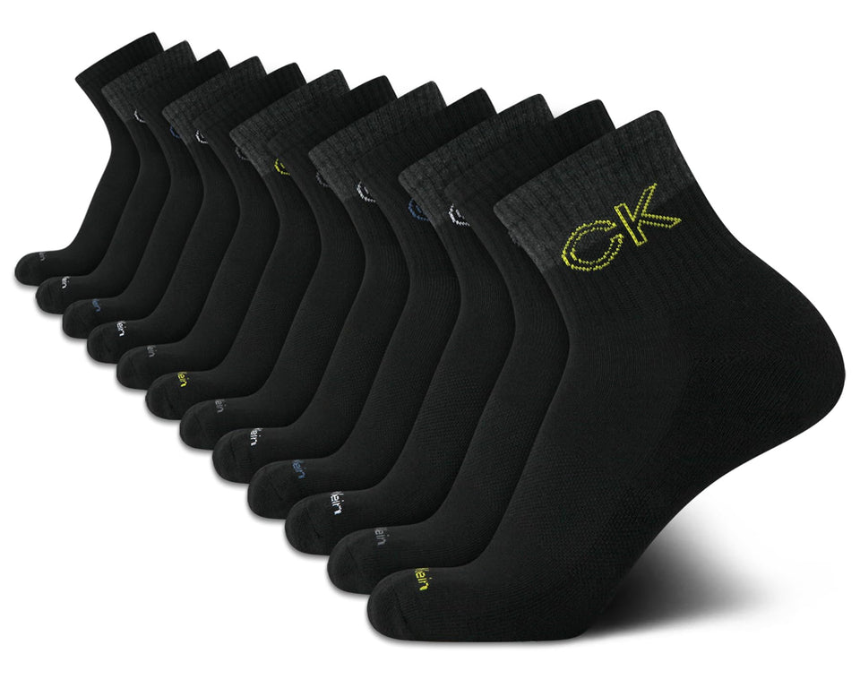 Calvin Klein mens quarter socks pack front view, ideal for daily wear and casual outfits