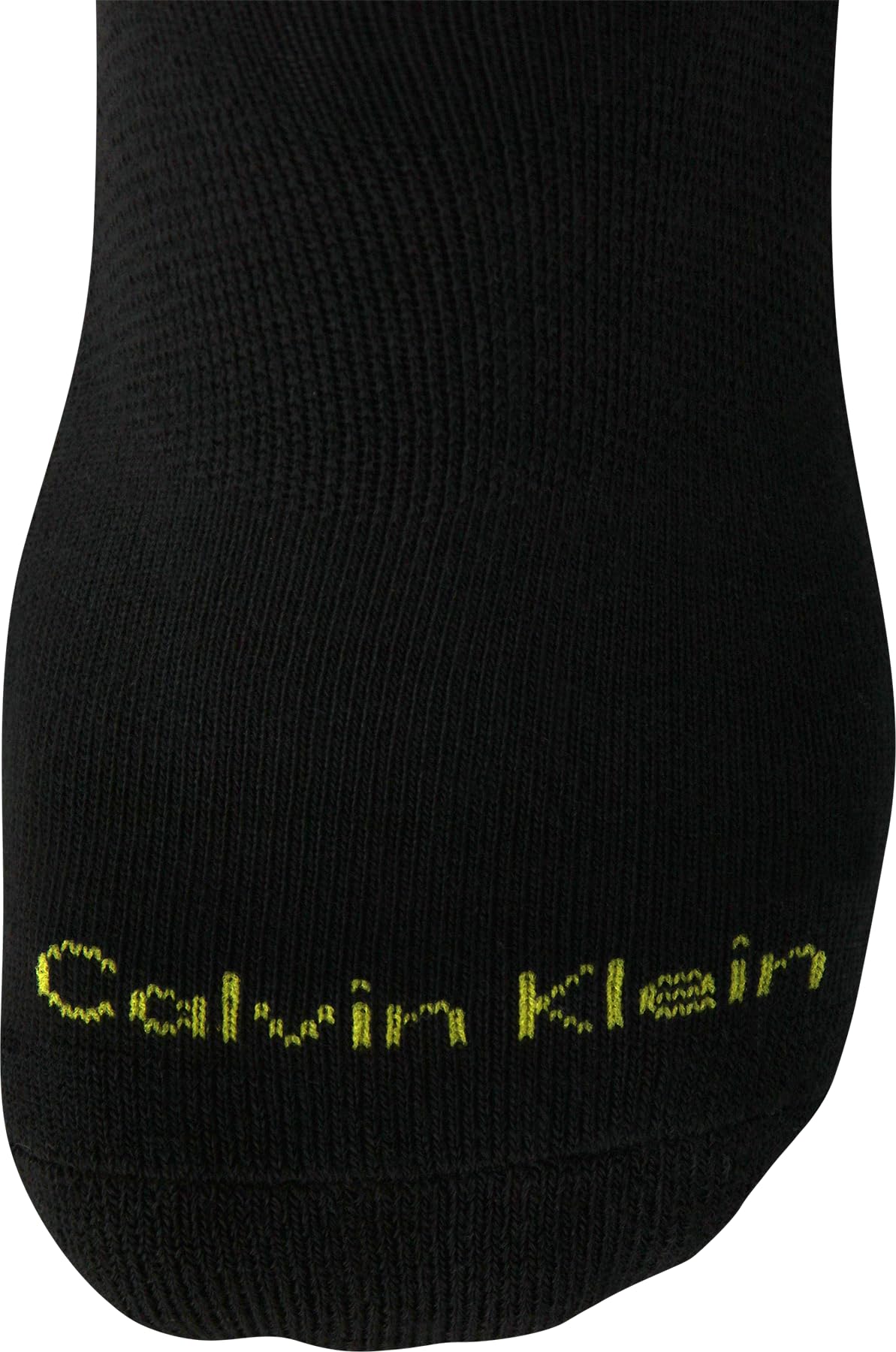 Close-up of cushioned sole on Calvin Klein mens quarter sock for comfort during workouts