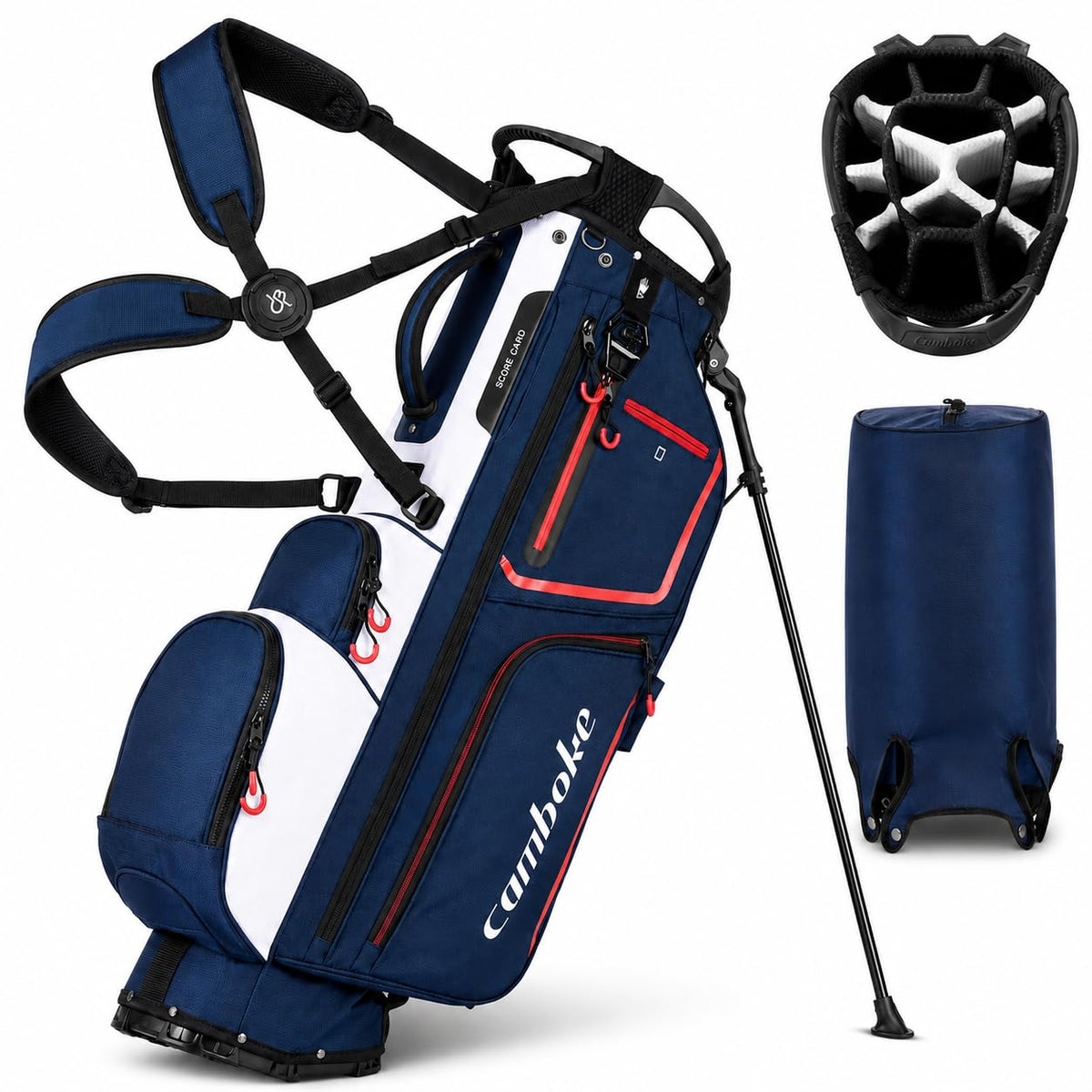 Camboke 14-way bag top view showing organized clubs for quick access