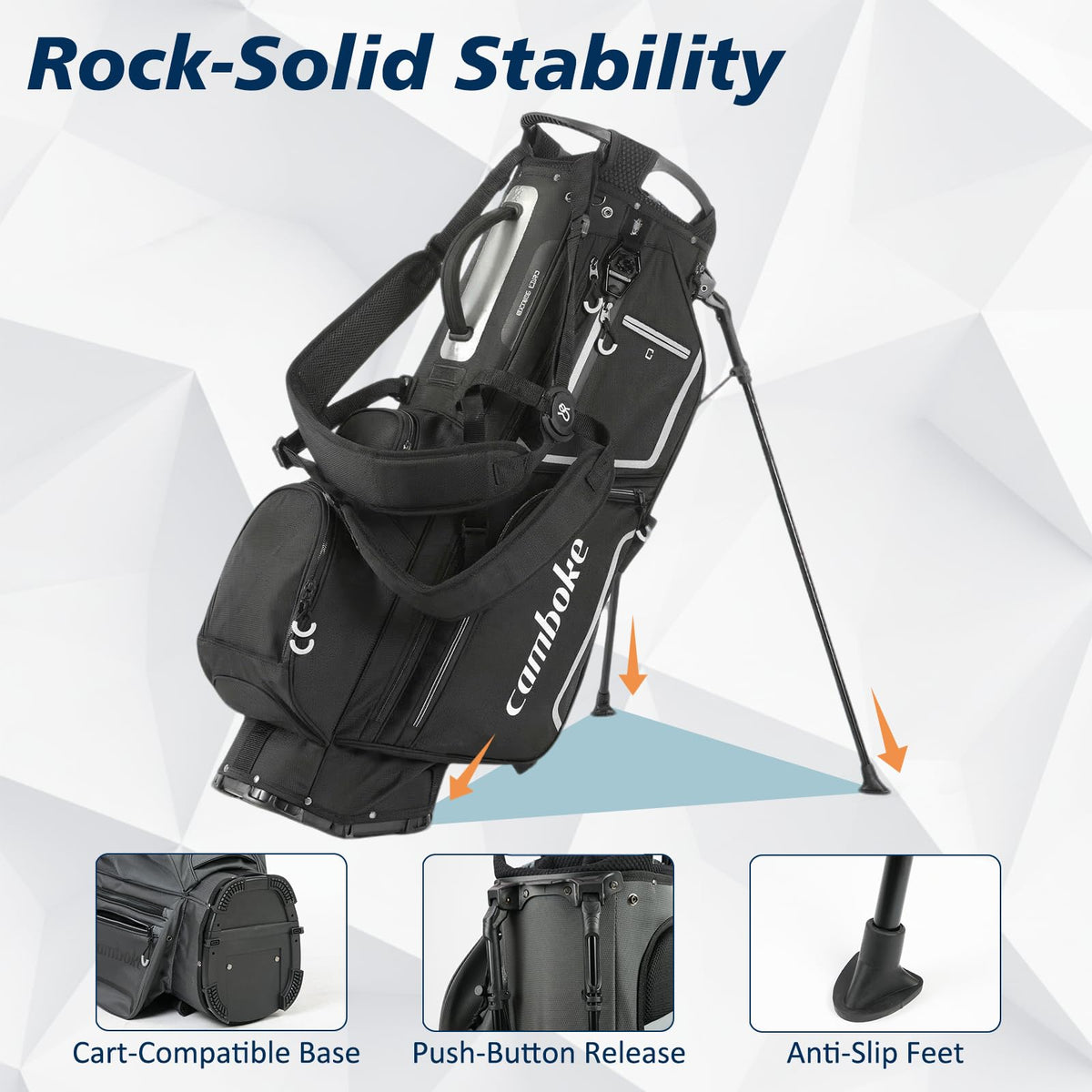 Camboke foam-padded tops protecting club heads during carry and rounds