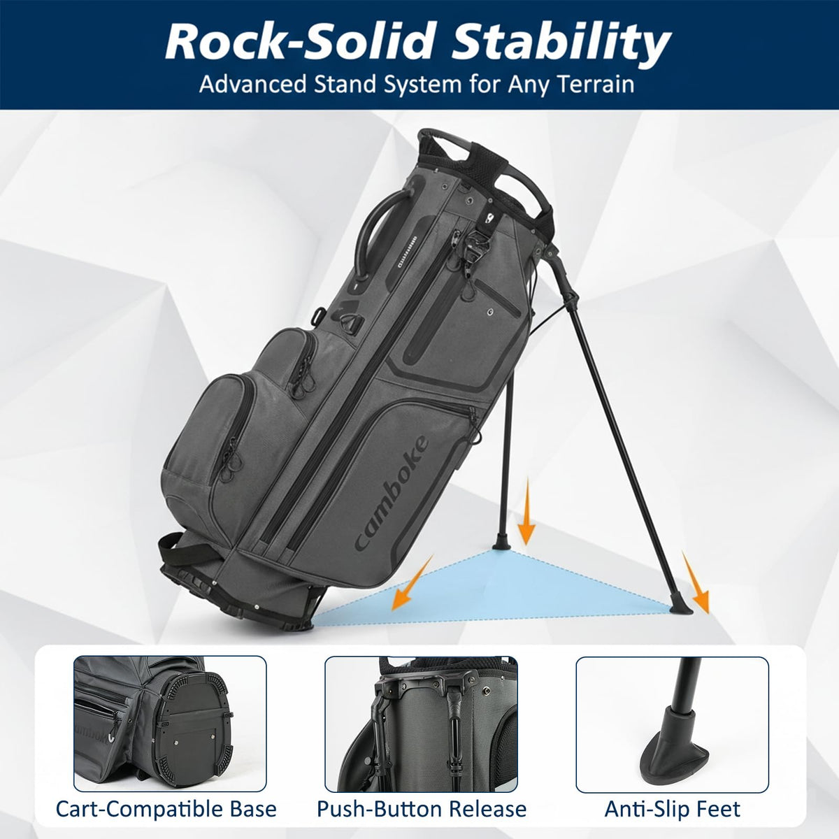 Camboke foam-padded top protects club heads during transitions.
