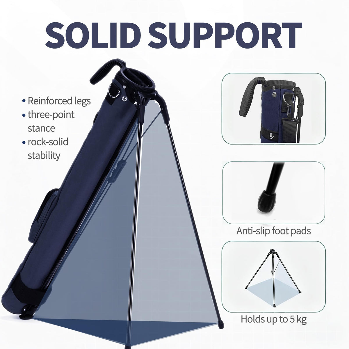 Camboke driving-range bag fits 4-5 clubs in the top divider.