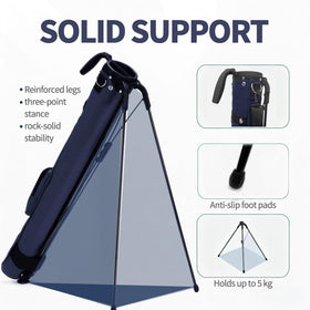 Camboke driving-range bag fits 4-5 clubs in the top divider.